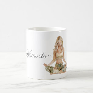 Mug Fille blonde en posture de Namaste Yoga