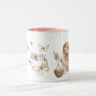 Mug Fille Blonde Œufs de Pâques Papillons