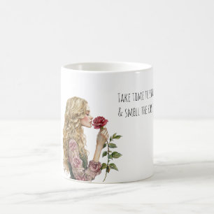 Mug Fille blonde qui sent les roses