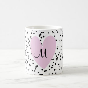 Mug Fille Blush Pink Heart Monogramme Arrière - plan