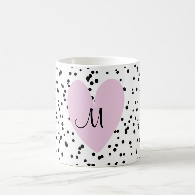 Mug Fille Blush Pink Heart Monogramme Arrière - plan (Centre)