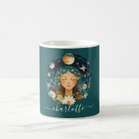 Fille Cosmique Illustration Boho Moon & Daisy Pers