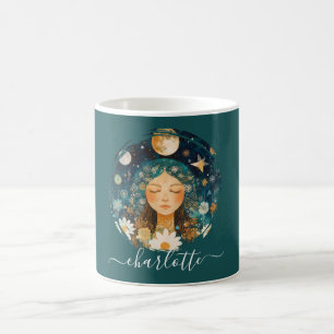 Mug Fille Cosmique Illustration Boho Moon & Daisy Pers