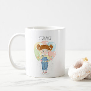 Mug Fille d'anniversaire en salopette rousse