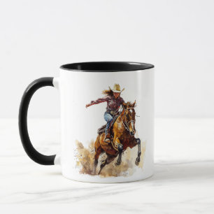 Mug Fille de course de baril et cheval en compétition.