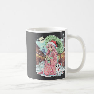 Mug Fille de kimono d'anime Noël Japon Chat Xmas Japon