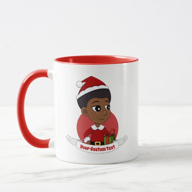 Mug Fille de Noël avec un dessin animé afro (Gauche)