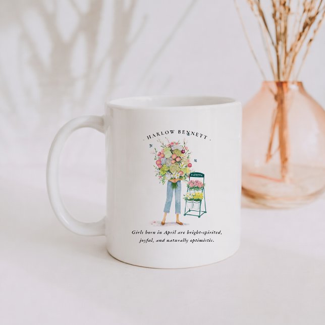 Mug Fille du mois d'avril | Monogramme  (Créateur téléchargé)
