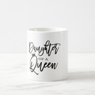 Mug Fille d'une REINE Script moderne tendance sur mesu
