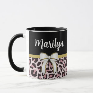 Mug Fille élégante Imprimé léopard rose Fille féminine