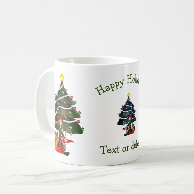 Mug Fille Elfe Arbre de Noël Fête personnalisée (Devant gauche)