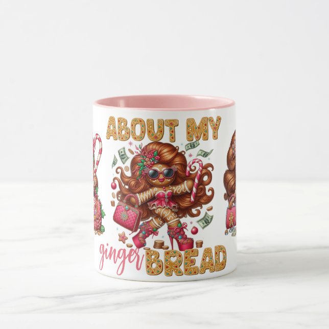 Mug Fille en pain d'épices glamour Noël rose (Centre)