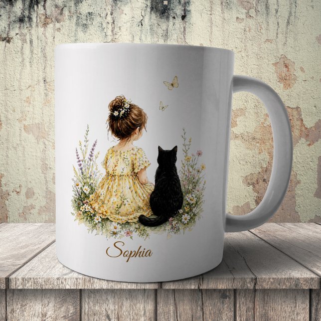 Mug Fille et chat noir (Créateur téléchargé)