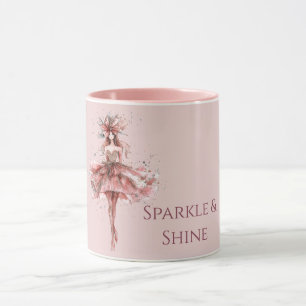 Mug Fille étincelante en Rose Rose robe or