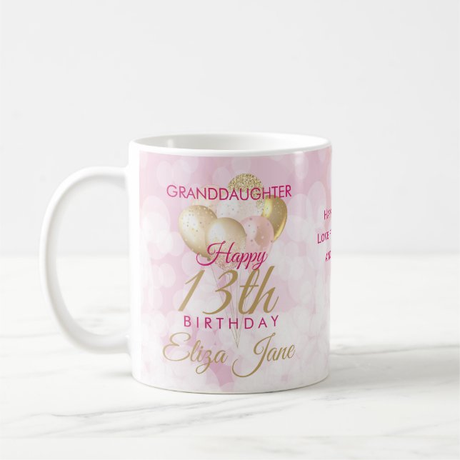 Mug Fille-fille glamour 13e ballon d'anniversaire (Gauche)