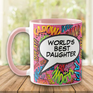 Mug Fille la meilleure du monde Fun Moderne Rétro Band