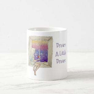 Mug Fille & Lapin dans la fenêtre étoiles cœur rêve