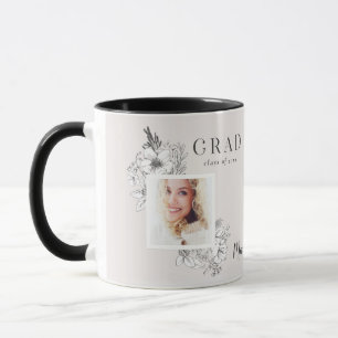 Mug Fille multiphoto florale élégante fête de graduati