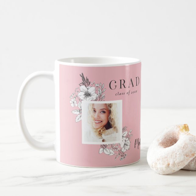 Mug Fille multiphoto florale élégante fête de graduati (Avec donut)