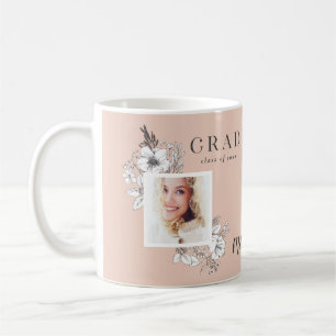 Mug Fille multiphoto florale élégante fête de graduati