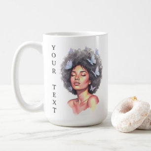 Mug Fille Noire Papillon Minimaliste Pastel Personnali