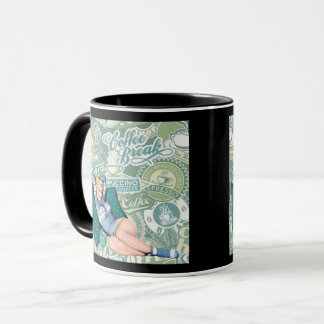 Mug Fille Pin-Up Rétro Collage Pause Café