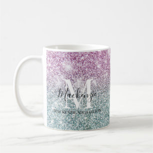 Mug Fille rose bleu violet Parties scintillant Nom du 