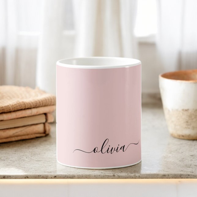 Mug Fille rose rousse Vierge Script Monogramme Nom Mod (Créateur téléchargé)