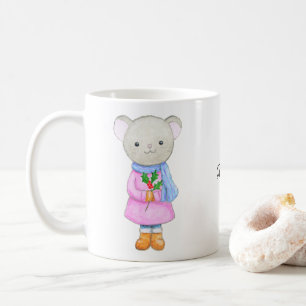 Mug Fille Souris Adorable en Vêtements d'Hiver Noël