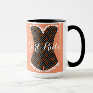 Mug Fille Temps Corset Géométrique Noir 15 oz Ringer M