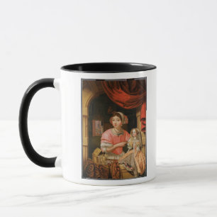 Mug Fille tenant une poupée dans un intérieur
