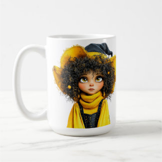 MUG FILLE THÉMATIQUE HALLOWEEN JAUNE ET NOIR