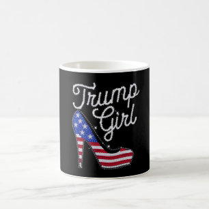Mug Fille Trump Talon Haut Drapeau Américain Strass Pa