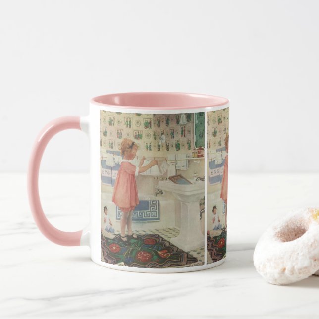 Mug Fille vintage, Lave-linge Linge (Avec donut)
