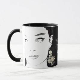 Mug Fille visage jolie mode florale illustration funky