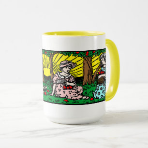 Mug Filles de l'ère victorienne rassemblant des pommes