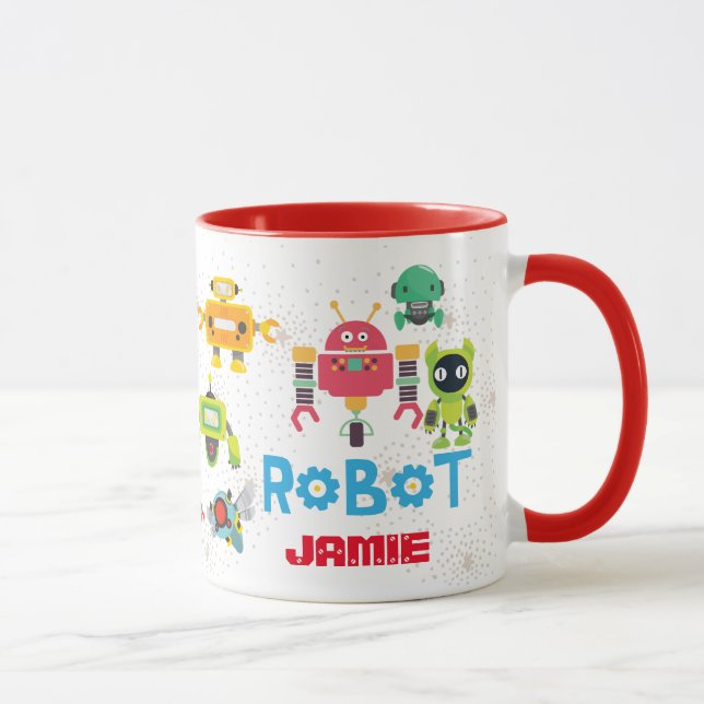 Mug Filles GARÇONS Aimer ROBOTS ROUGE Nommé Drôle Drôl (Droite)