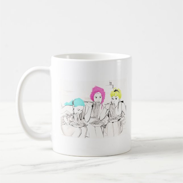 MUG FILLES MANGEANT SPAGHETTI (Gauche)