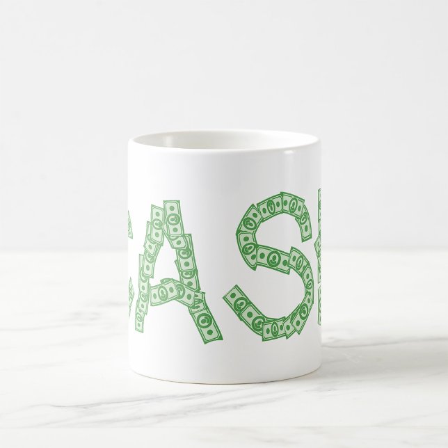 Mug Finance en mots verts Cash Money (Créateur téléchargé)
