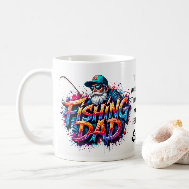 Mug Fishing Dad Fisherman Graffiti Quote (Avec donut)