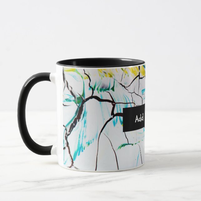 Mug Fissures Abstraites en bleu jaune vert (Gauche)