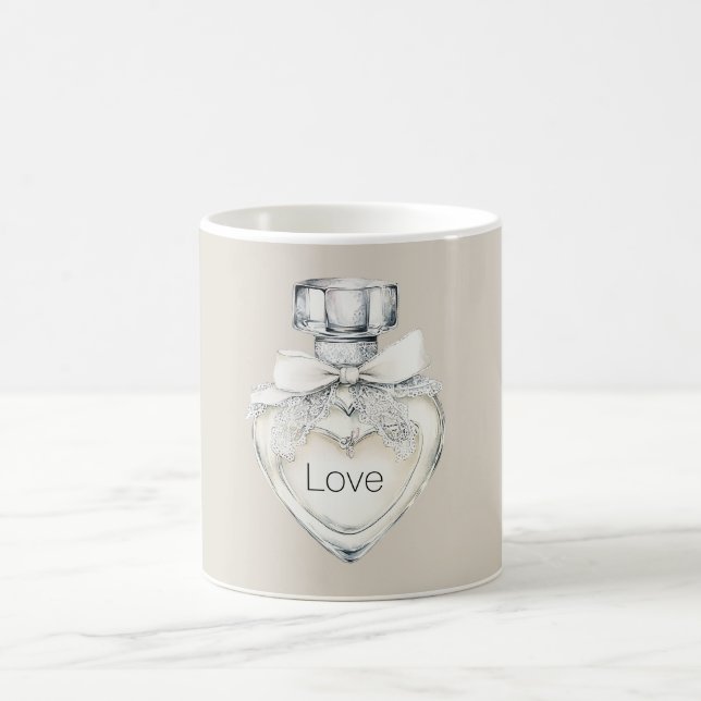 Mug Flacon de parfum Cœur à ruban en crème (Centre)