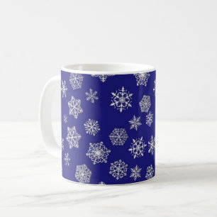 Mug Flacons de neige blancs contre bleu cobalt profond