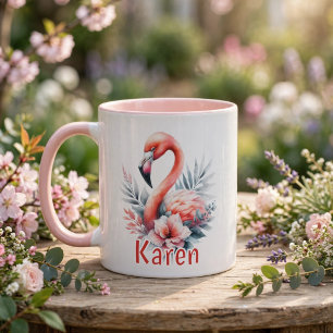 Mug Flamant rose aquarelle personnalisé