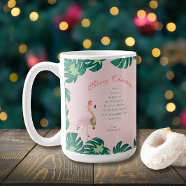 Mug Flamant rose de Noël rose tropicale Santa Hat Baub
