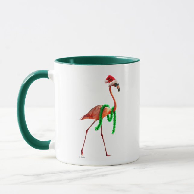 Mug Flamant rose de Noël sur la plage (Gauche)