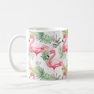 Mug Flamant rose et Feuilles colorés tropicaux
