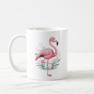 Mug Flamant rose et fleurs