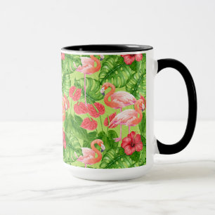 Mug Flamant rose et plantes tropicaux