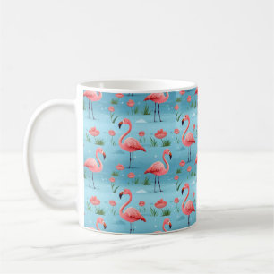 Mug Flamant rose Motif d'eau bleu